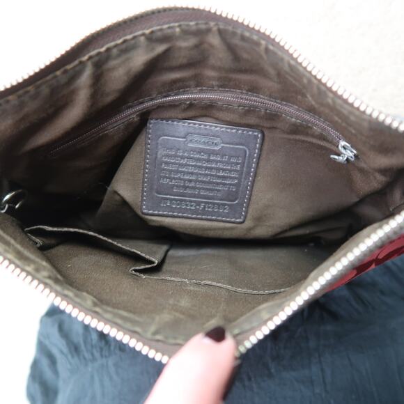 Coach Burgundy Red Canvas Monogram Logo Crossbody Bag Purse - Picture 7 of 7